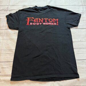 Vintage Fantom Bodyworks Car Shop Black Graphic T Shirt Mens